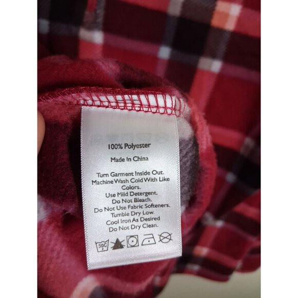 Eddie Bauer Pullover Fleece Jacket 1/2 Zip Plaid Rustic Western Red Women Sz XXL - Picture 5 of 5